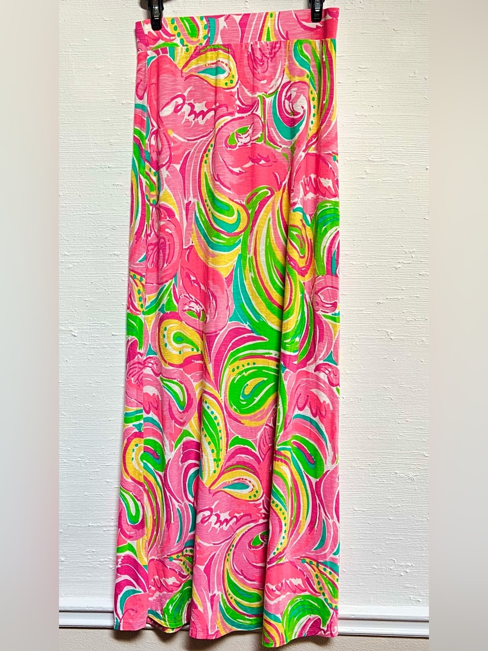 Lilly Pulitzer Pink Tropical Swirl Sarong Skirt with Green and Yellow Accents